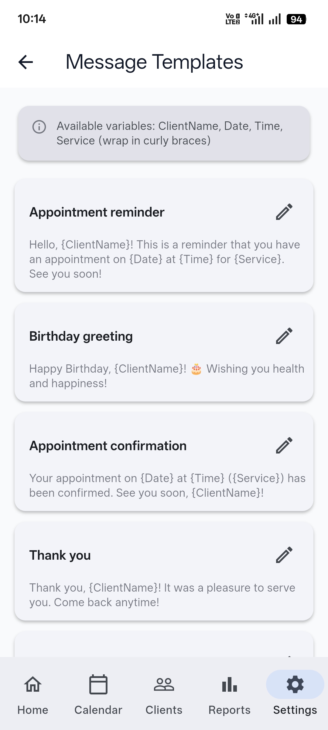 Message Templates